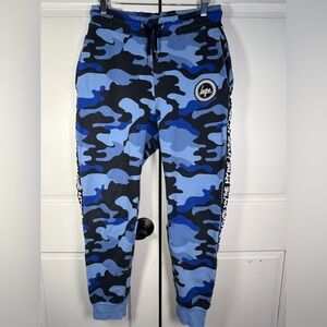 Hype Junior Unisex Blue and Black Camo Joggers great condition Size 10